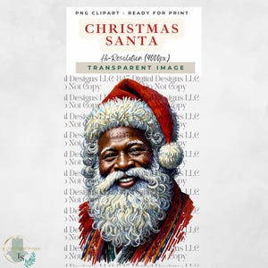 Christmas Black Santa | Retro Santa Christmas Blowing Bubble | Holiday Graphic Tee | Watercolor Santa | Funny Santa | Sublimation PNG Design