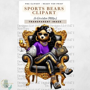 Urso esportivo | Urso de pelúcia de menina de futebol | Urso feminino de hip hop | Design de dia de jogo de camiseta de futebol de domingo | Sublimação da temporada de futebol Spirit