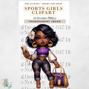 Sports Girl Clipart | Chibi Football Fan | Design de camiseta de futebol feminino | Clipart de jogo de futebol | Garotas HipHop | Chibi Girl Sublimation PNG