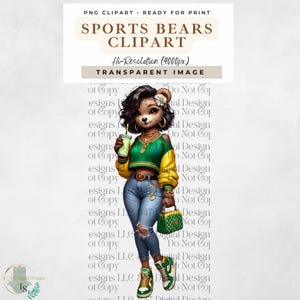 Urso esportivo | Urso de pelúcia de menina de futebol | Urso feminino de hip hop | Design de dia de jogo de camiseta de futebol de domingo | Sublimação da temporada de futebol Spirit