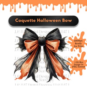 Halloween Coquette Bow | Orange Coquette Bow PNG | Bow Clipart | Ribbon Bow PNG | Soft Girl Aesthetic PNG | Trendy Bow and Ribbons Custom