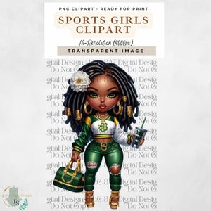 Sport Mädchen Clipart | Chibi Fussballfan | Girly Fußball T-Shirt Design | Fußball Spiel Clipart | HipHop Mädchen | Chibi Girl Sublimation PNG
