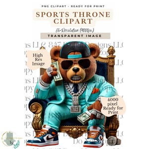 Sports Bear | Football Teddy Bear | Hip Hop Bear | Sunday Football PNG | T-Shirt Game Day Design | Spirit Football Season | Sublimation PNG