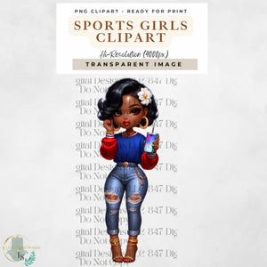 Sport Mädchen Clipart | Chibi Fussballfan | Girly Fußball T-Shirt Design | Fußball Spiel Clipart | HipHop Mädchen | Chibi Girl Sublimation PNG