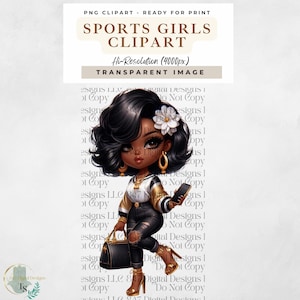 Sports Girl Clipart | Chibi Football Fan | Design de camiseta de futebol feminino | Clipart de jogo de futebol | Garotas HipHop | Chibi Girl Sublimation PNG