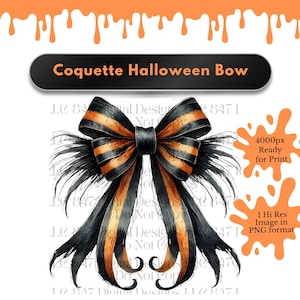 Halloween Coquette Bow | Orange Coquette Bow PNG | Bow Clipart | Ribbon Bow PNG | Soft Girl Aesthetic PNG | Trendy Bow and Ribbons Custom