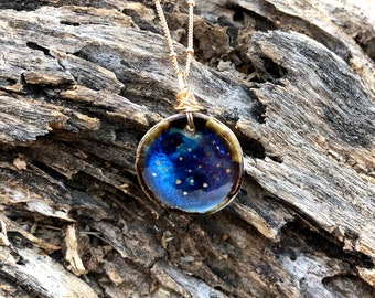 Tiny Galaxy Ceramic Pendant Necklace