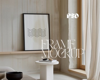 Frame PSD Mockup Modern Scandinavian Interior Mockup Frame For Wall Art Mockup Editable Frame Mockup Din A PSD Frame Art Display Mockup Iso