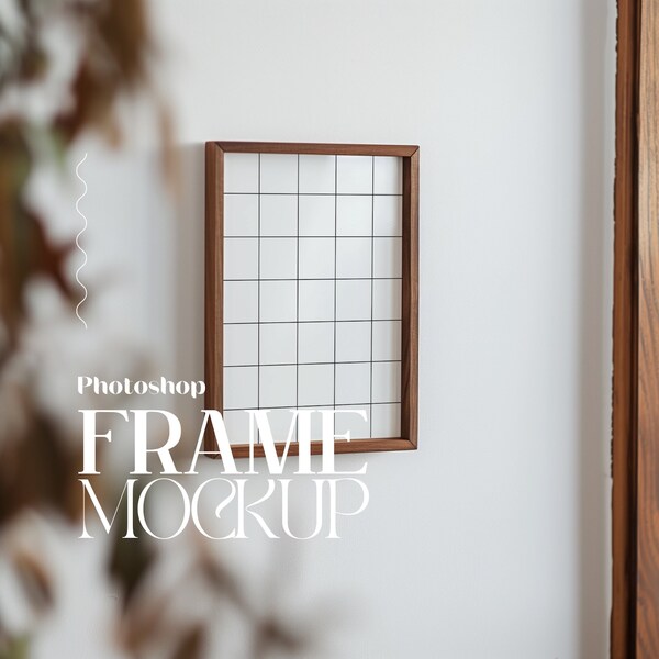 Wooden Frame Din A Mockup For Posters Mockup Dark Wooden Frame Mockup Artwork Frame Display PSD Template For Art And Prints Mockup Photoshop