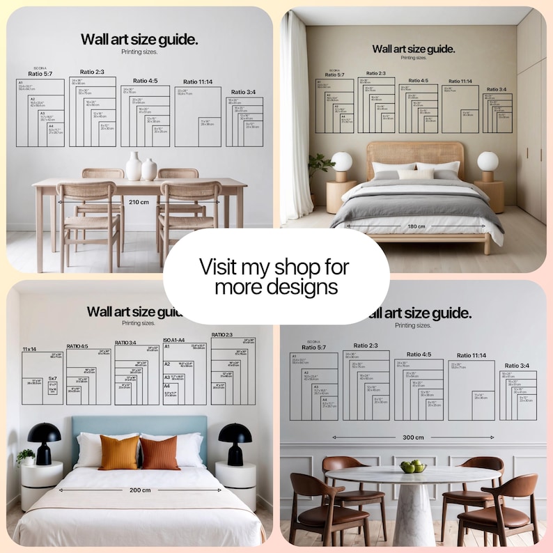 Wall Art Size Guide: Editable Canva Template (digital Download) - Etsy