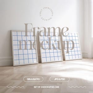 Set Of 3 Frames Mockup, Din A Frame Mockup PSD, Three Frames Mockup Template, Frame Mockup Set Of 3, Wall Art Template, 3 Frame Mock Ups PSD
