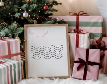 Christmas Frame Mockup 4:5 Ratio, Christmas Holiday Mockup Frame Poster Presentation, Christmas Frame Template Art, Thin Wood Frame Mockup