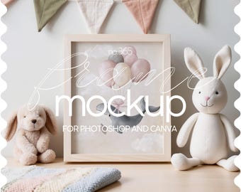 Mockup voor kinderkamer: verhouding van 4 x 5, PSD-lijstmodel voor kinderkamer, kinderkamermodel lijstsjabloon, kinderkamermodel, kinderkamerframemodel