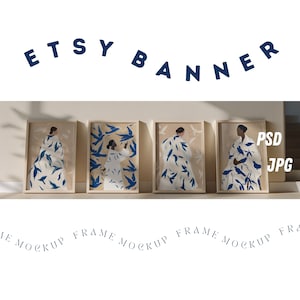 Etsy-Bannerrahmen-Mockup im DIN-A-Format, Etsy-Postershop-Coverbild, Druckerei-Bannerrahmen-Mockup, Bannervorlage für Wandbilder, Kunstbanner Bild 1