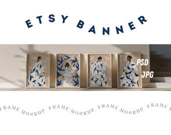 Etsy Banner Frame Mockup Din A Ratio, Etsy Poster Shop Cover Image, Print Shop Banner Frame Mockup, Banner Template For Wall Art, Art Banner