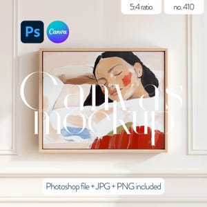 Framed canvas mockup 5x4 ratio, Canvas frame mockup for Photoshop and Canva, Horizontal canvas mockup, Landscape framed canvas template