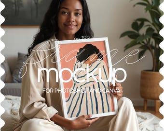 Frame Mockup With Person, 2x3 Mockup Frame With Person, Frame Template With Person, Person With Frame Mockup, Person Holding Frame Mockup