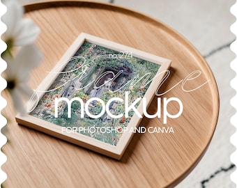 Flatlay Mockup For Art, 4x5 Frame Mockup Flat Lay, Wall Art Frame Mockup Template, Interior Frame Mockup For Artwork Display, PSD PNG Mockup