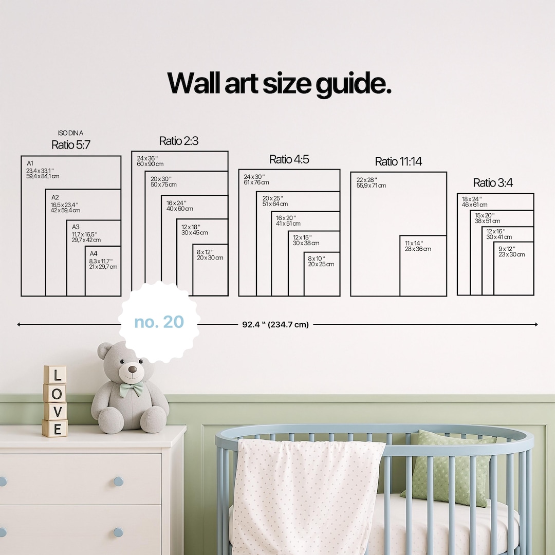 Nursery Wall Art Size Guide: Frame Size Chart (digital Download) - Etsy