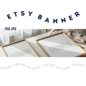 Maquette de bannière de boutique Etsy pour art mural, maquette de cadre de bannière Etsy pour intérieur bohème, cadre maquette de bannière de boutique pour oeuvre d'art, maquette de cadre bannière d'art