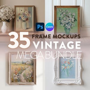 Frame Mockup Mega Bundle Set, 35+ PSD & JPG Vintage Frame Mockups For Wall Art, Mega Bundle Set Frame Mockups, Wall Art Template Bundle