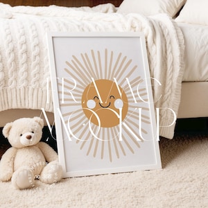 Nursery Mockup Frame PSD, Iso A Frame Mockup For Nursery, Frame Mockup For Kids Room, Frame Mockup For Children Room, Din A Frame Mockup PSD image 1