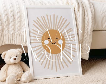 Nursery Mockup Frame PSD, Iso A Frame Mockup For Nursery, Frame Mockup For Kids Room, Frame Mockup For Children Room, Din A Frame Mockup PSD