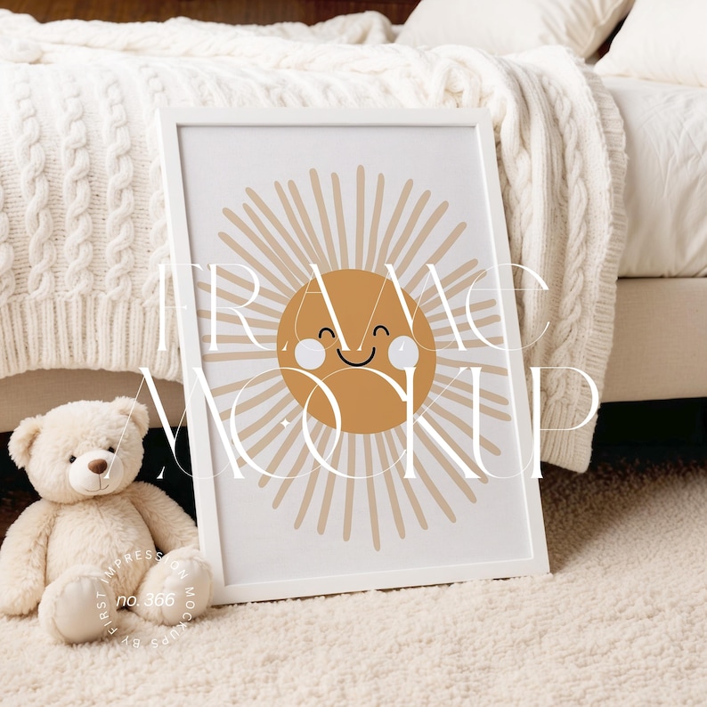 Nursery Mockup Frame PSD, Iso A Frame Mockup For Nursery, Frame Mockup For Kids Room, Frame Mockup For Children Room, Din A Frame Mockup PSD image 1