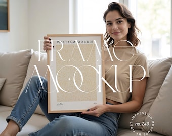 Frame Mockup With Person, Person Holding Frame Mockup, Din A Frame Template For Wall Art, PNG & PSD Frame Mockup Template, Artwork Mock Up