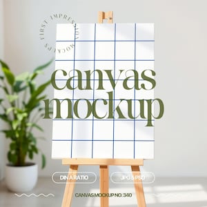 Canvas Mockup Iso A, Din A Canvas Mockup On Easel, Canvas On Easel Mockup, Canvas Mock Up For Paintings, Mockup For Canvas, JPG & PSD Din A