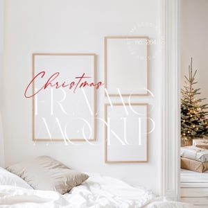 Conjunto de 3 mockups de molduras de Natal, proporção DIN A, mockups de molduras de Natal para arte de parede, mockups de três molduras para exibição de obras de arte, PNG e PSD DIN A