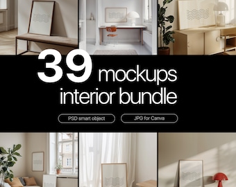 Interior Frame Mockup BUNDLE, Interior Mockup Bundle Set, Artwork Frame Template Bundle, Frame Mockup Mega Bundle, PSD Frame Mockup Scenes