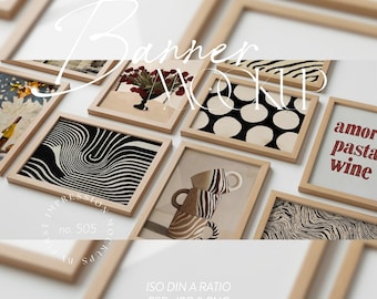Etsy Shop Banner Mockup: 2x1 Ratio Wall Art Frame (PSD, PNG, JPEG)