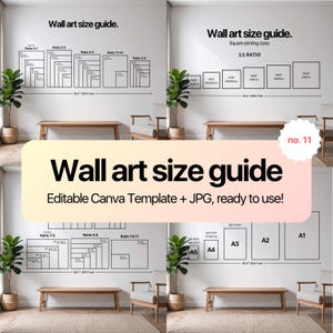 Rahmengröße Tabelle für Wandkunst, Poster Size Guide Bearbeitbare Vorlage in Canva, Wall Art Ratio Size Guide, vollständig bearbeitbare Wandkunst Size Guide