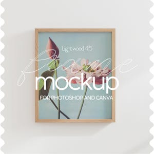 4x5 Thin wood frame mockup for print display, Simple wood frame mockup for artwork, Simple mockup frame template, Mockup poster presentation