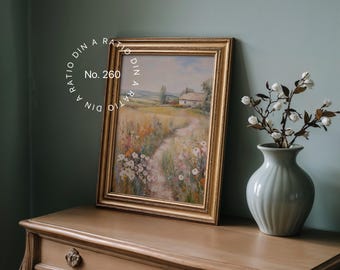 Vintage Gold Frame Mockup, Din A Frame Mockup Vintage, Vintage Frame Mockup Template, Vintage Wall Art Mockup Frame, Vintage Interior Mockup