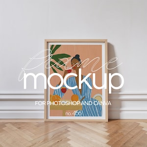 Light wood frame mockup with din a ratio, Minimalistic frame mockup for Photoshop & Canva, PNG Frame template, PSD frame mockup smart object