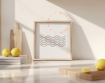 Square Frame Mockup in Kitchen Interior (PSD & JPG)