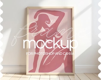 Thin Wood Frame Mockup, 2x3 Ratio Frame Mockup PSD & PNG, Simple Frame Mockup Template For Wall Art, Close Up Frame Mockup, Wall Art Mockup