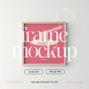 Square Frame Mockup PSD, 1x1 Frame Mockup For Wall Art, Thin Wood Frame Mockup, Simple Mockup Frame Template, Square Mockup Frame Template