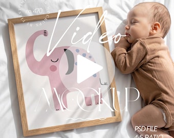 Nursery Video Frame Mockup: 4x5 Animated PSD (Digital Download)
