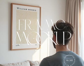 Frame Mockup With Person, Din A Frame Mockup PSD, JPG Mockup Frame For Canva, Person With Frame Mockup For Posters, Art Mockup Frame Person
