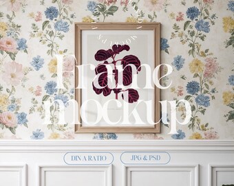 Interior Frame Mockup PSD, Din A Frame Template For Poster Display, Interior Mockup For Artwork Display, Wall Art Template, Iso Din A Mockup