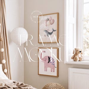 Nursery Mockup Frame 4:5 Ratio, 2 Frames Mock Up Nursery Art Template, Set Of 2 Frames Mockup For Kids Room, Two Frames Mockup For Nursery