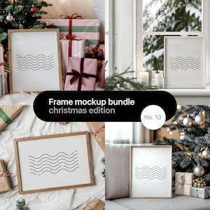 Christmas Frame Mockup Bundle, JPG & PSD Frame Mockups For Christmas, Christmas Frame Template Bundle, Christmas Mockup Frames For Wall Art