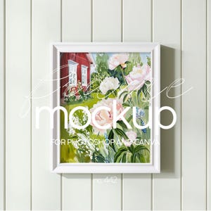 White frame mockup close up, 4x5 Frame template for Canva and Photoshop, Minimal mockup frame, Wall art mockup frame, Art display mock-up
