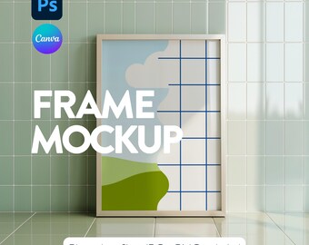 Minimalistic Frame Mockup Din A Ratio, Wall Art Frame Template In Bathroom, Frame Template Artwork Display, Mock Ups Frame In Bathroom,Nr185
