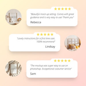 Puede incluir: Imagen que muestra rese&ntilde;as de clientes con calificaciones de cinco estrellas. Las rese&ntilde;as, atribuidas a Rebecca, Lindsay y Sam, elogian la facilidad de uso del producto y el servicio al cliente. El fondo tiene una paleta de colores degradados suaves.