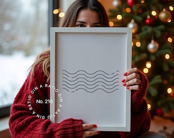 Christmas Frame Template For Artwork Display, Christmas Mockup With Person, Christmas Frame Mockup Posters, Christmas Holiday Frame Mockup