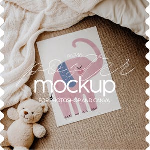 Poster Mockup für Kinderzimmer, Din A Kinderzimmer Mockup für Poster, Flatlay Poster Mockup für Kinderzimmer, Postervorlage für Kinderzimmer, Art Mock Ups